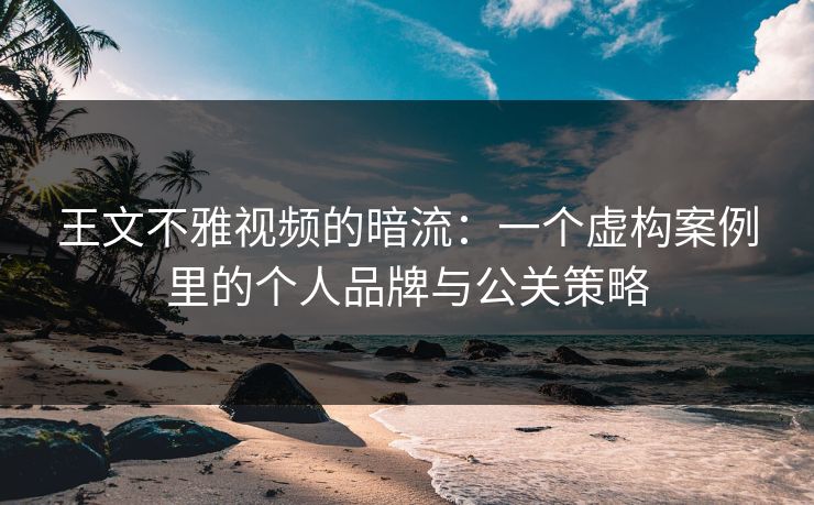 王文不雅视频的暗流：一个虚构案例里的个人品牌与公关策略