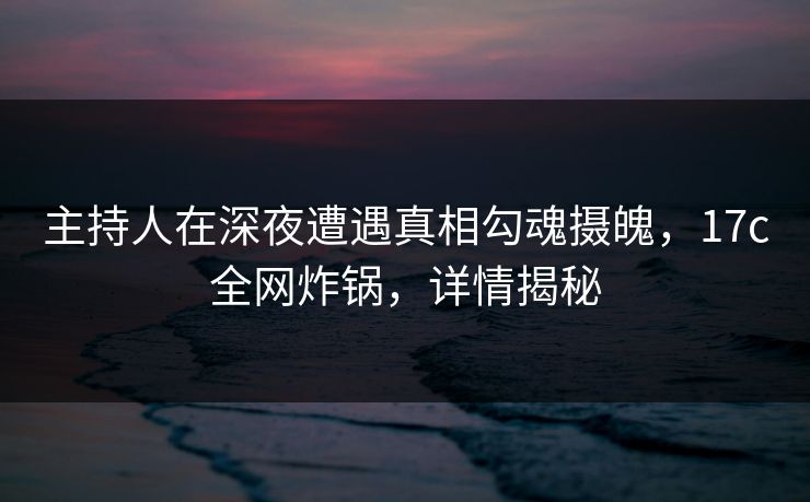 主持人在深夜遭遇真相勾魂摄魄，17c全网炸锅，详情揭秘